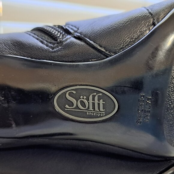 Sofft Women's 8.5M Black Ophelia Heeled Leather Zip Up Ankle Boots FLAW - Picture 9 of 10